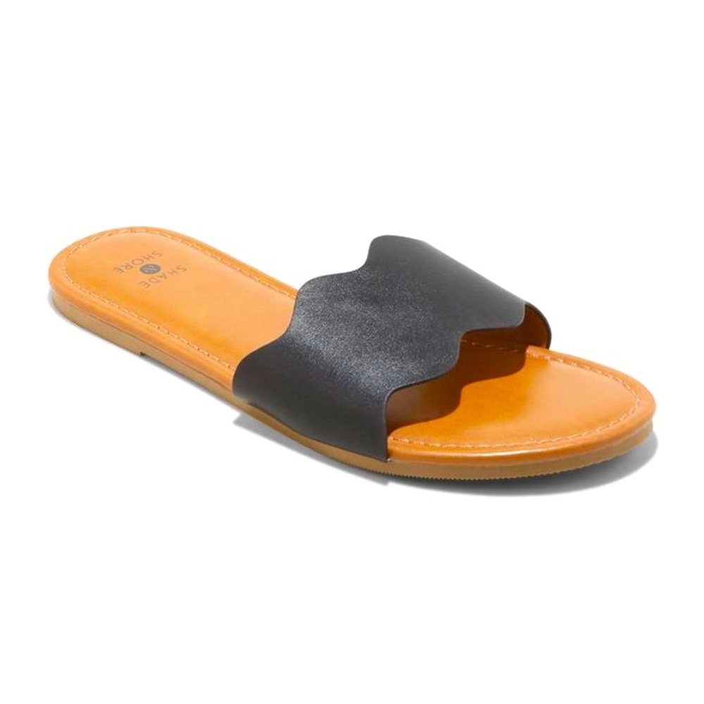 Black Scalloped Sandals